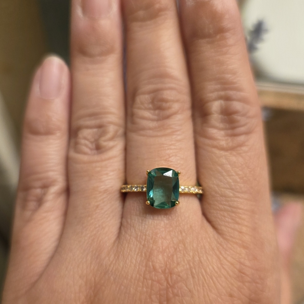 Sea Blue Cubic Zirconia Ring - Picture 2 of 7